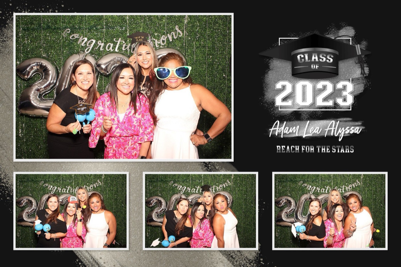 A finished 4×6 Class of 2023 graduation print of friends posing
